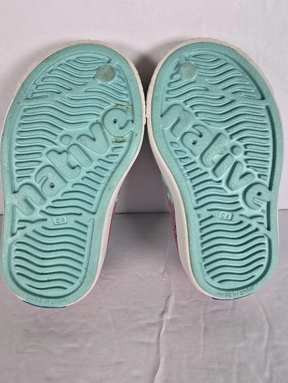 Native Jefferson Bling Toddler Slip On Pink And Green Sneakers Size C4